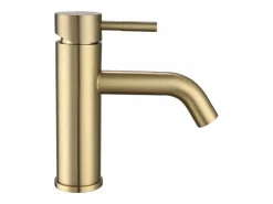Shower & Design Grifo mezclador mecánico redondo de acero inoxidable cepillado - - Alt. 17,3 cm - SALAVAN