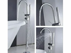 Online Valaz Grifo sobre SUELO monomando para bañera exenta CALGARY cromado Plateado