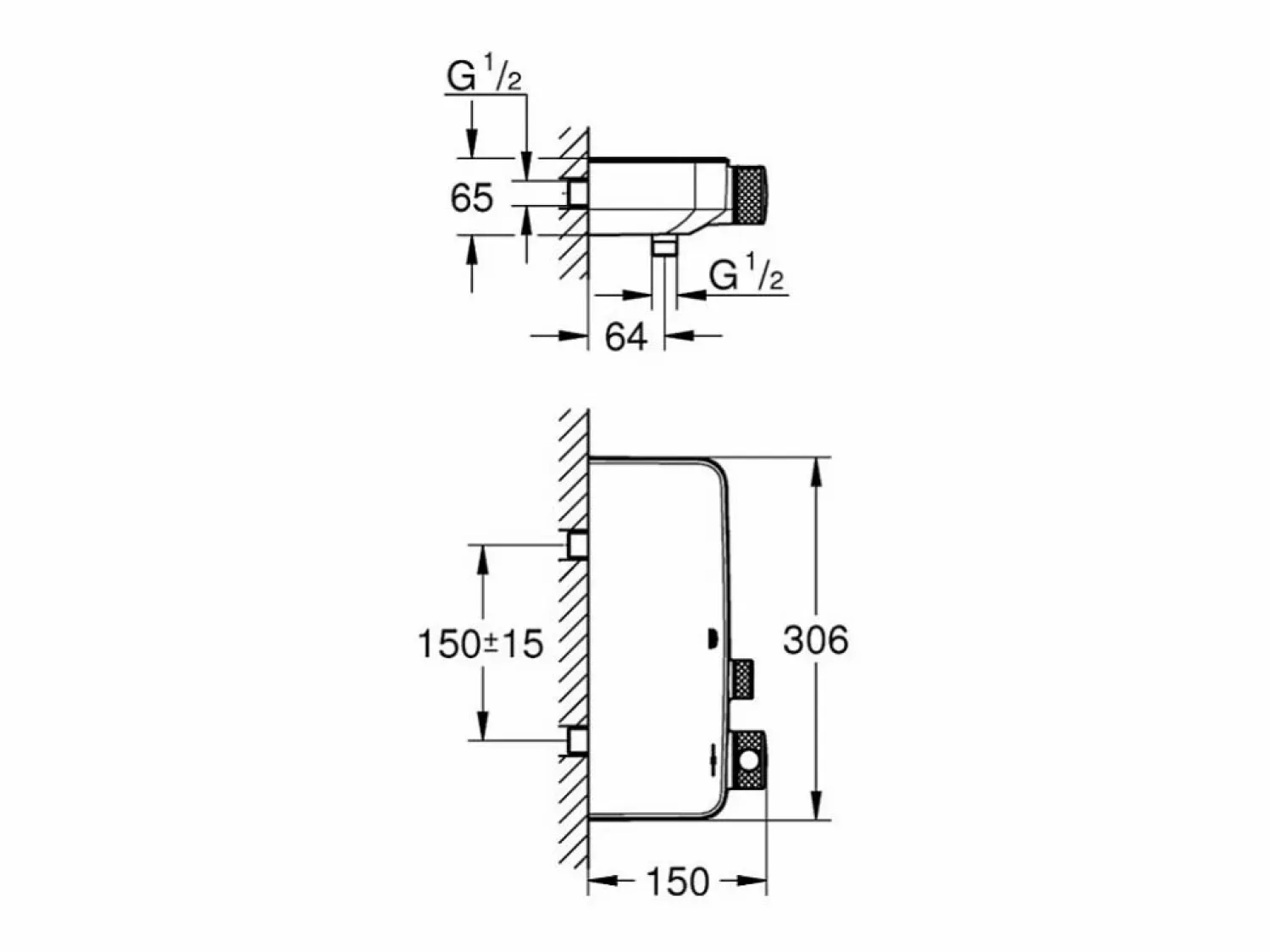 New GROHE - Mezclador termostático de ducha Grohtherm SmartControl Gris claro