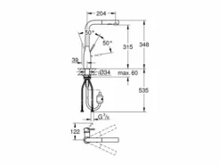 Hot GROHE Essence mezclador de cocina tamaño XL Caño alto cromado extraíble Gris claro