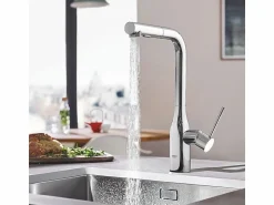 Hot GROHE Essence mezclador de cocina tamaño XL Caño alto cromado extraíble Gris claro