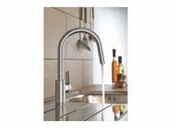 Outlet GROHE Get grifo de cocina con caño alto aireador cromado Gris claro