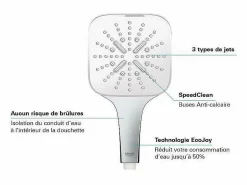 Discount GROHE Quickfix Vitalio Smartactive 130 Cube Rociador de ducha de 3 chorros Gris claro