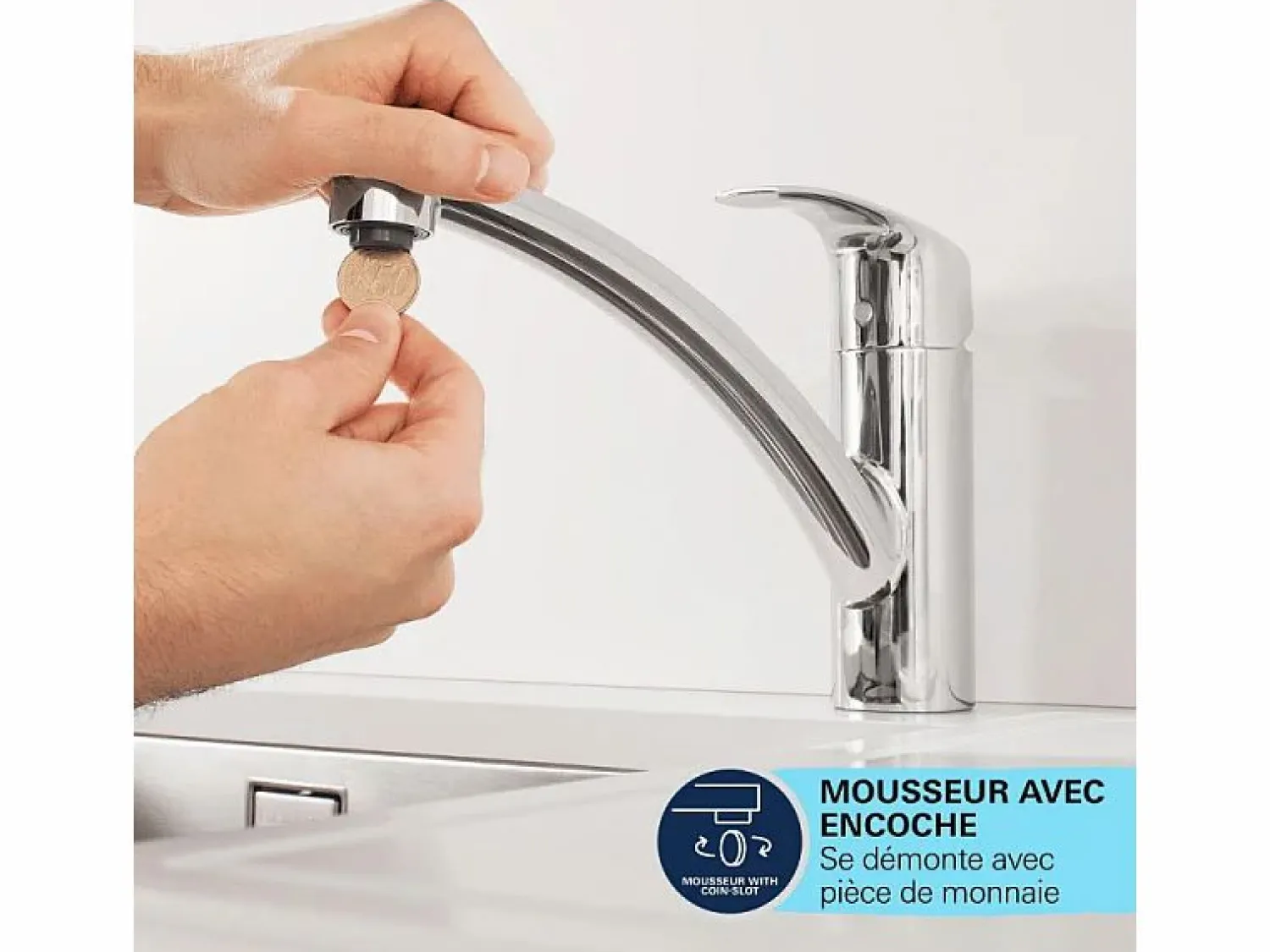 Clearance GROHE Start grifo de cocina caño bajo 2021 cromo Gris claro