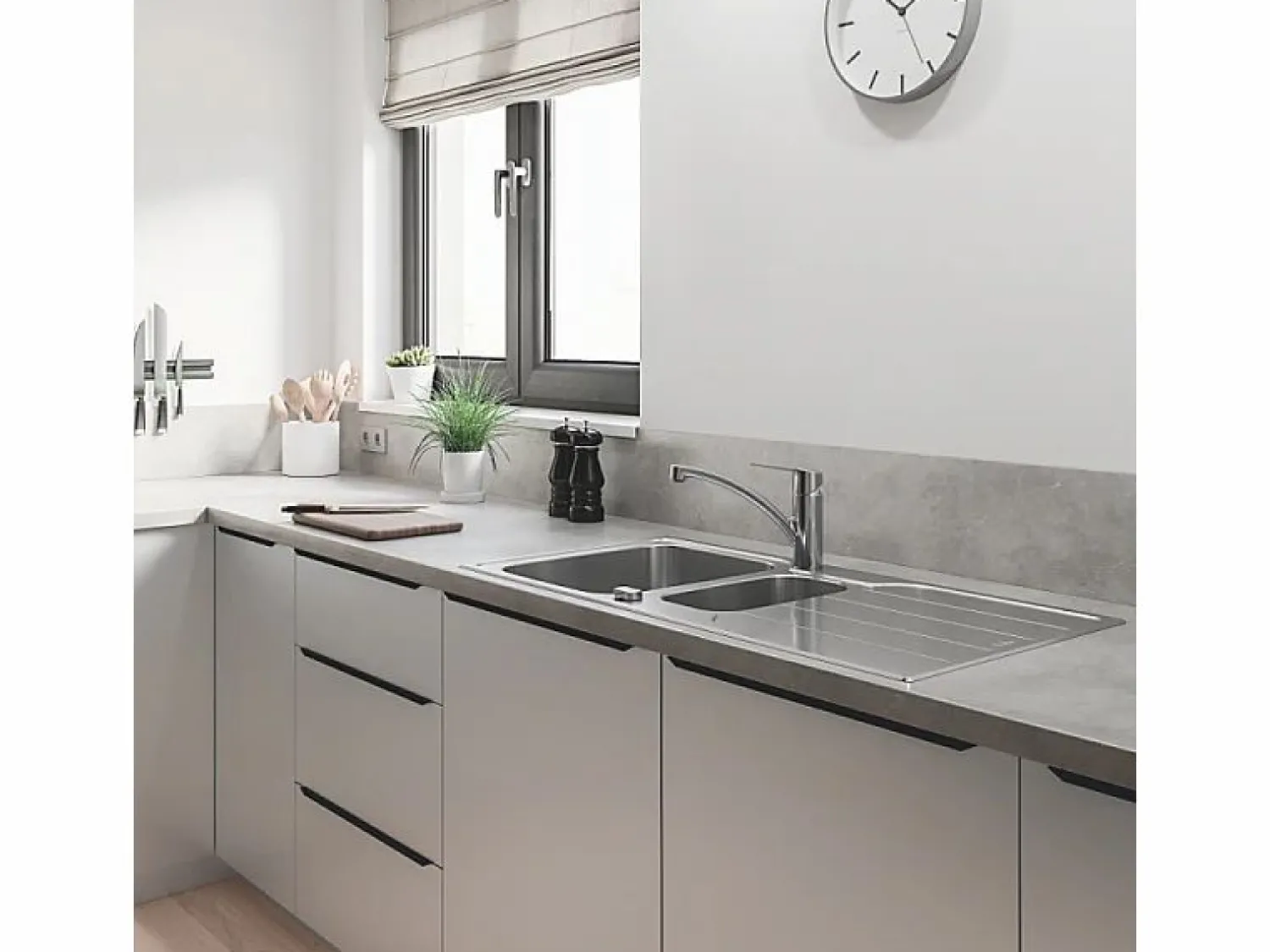 Clearance GROHE Start grifo de cocina caño bajo 2021 cromo Gris claro