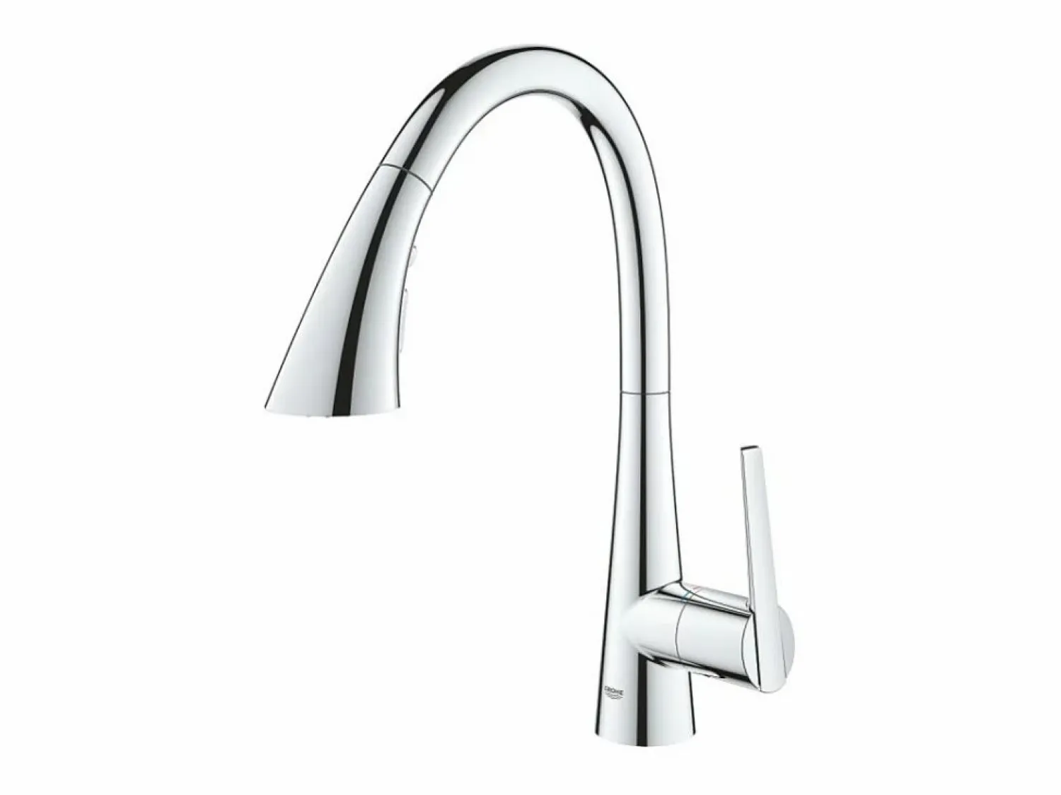GROHE Zedra Mezclador de cocina de 3 chorros, caño alto, cromado, ducha extraíble