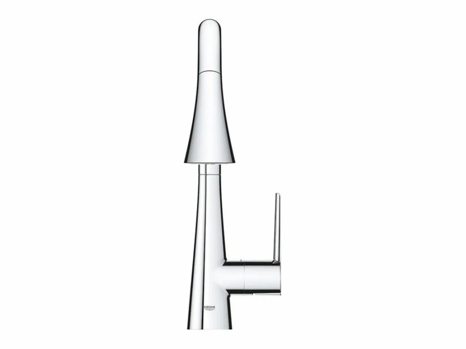 GROHE Zedra Mezclador de cocina de 3 chorros, caño alto, cromado, ducha extraíble
