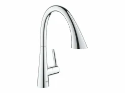 GROHE Zedra Mezclador de cocina de 3 chorros, caño alto, cromado, ducha extraíble