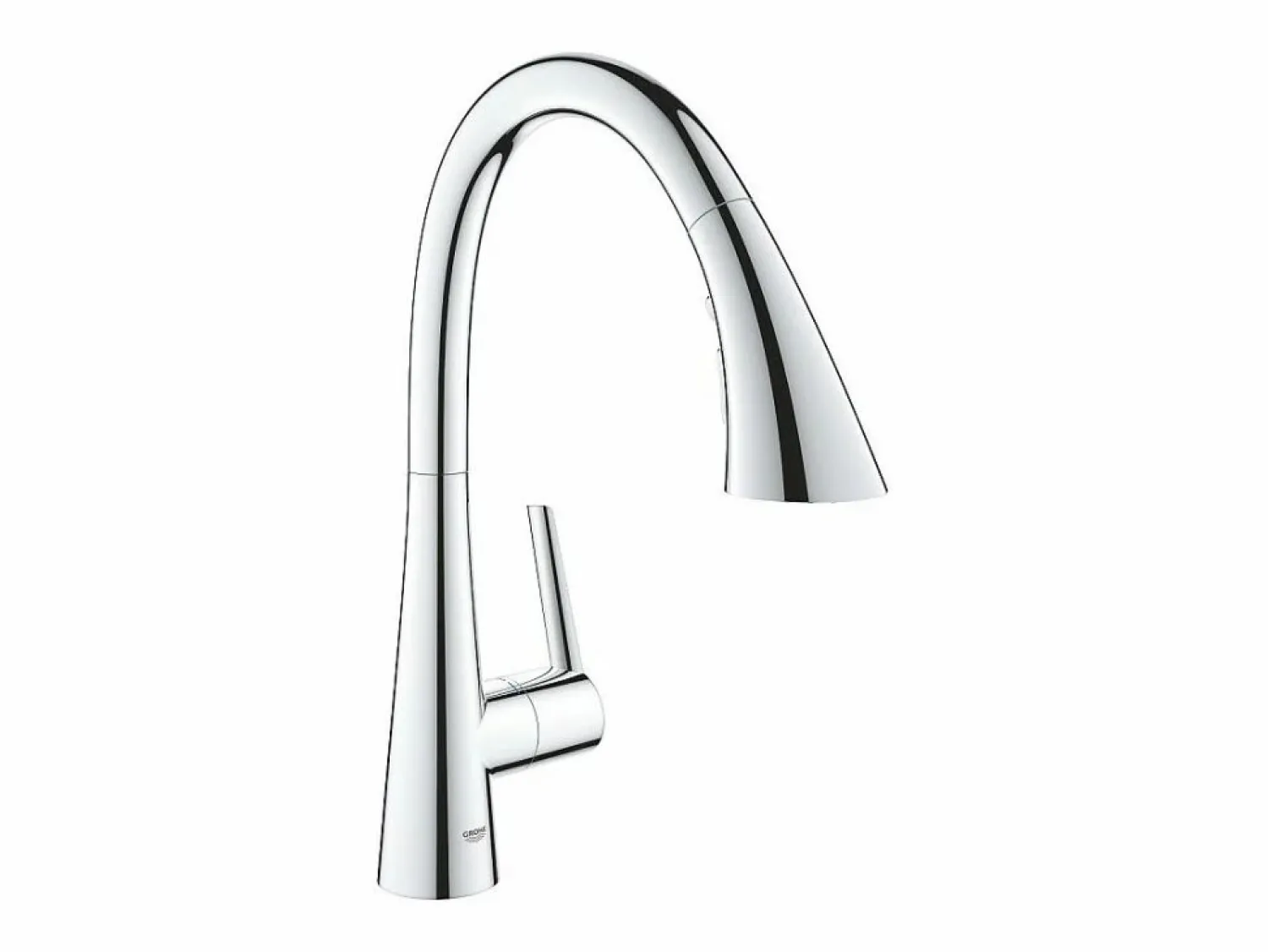 GROHE Zedra Mezclador de cocina de 3 chorros, caño alto, cromado, ducha extraíble
