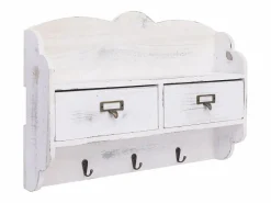 New Garden Furniture Gryfel Perchero de pared de madera 50x10x34 cm Blanco