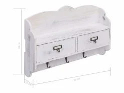 New Garden Furniture Gryfel Perchero de pared de madera 50x10x34 cm Blanco