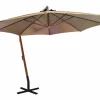 Garden Furniture Gryndis Sombrilla jardín colgante con palo madera abeto taupe 3,5x2,9 m
