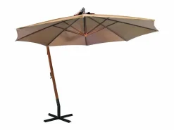 Garden Furniture Gryndis Sombrilla jardín colgante con palo madera abeto taupe 3,5x2,9 m