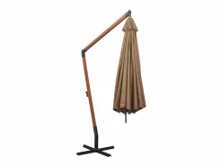 Garden Furniture Gryndis Sombrilla jardín colgante con palo madera abeto taupe 3,5x2,9 m
