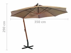 Garden Furniture Gryndis Sombrilla jardín colgante con palo madera abeto taupe 3,5x2,9 m