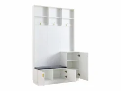 Discount Guardarropa - Perchero con 3 ganchos y 3 puertas - Banco de almacenaje y 3 espacios de almacenaje abiertos Armario De Entrada
