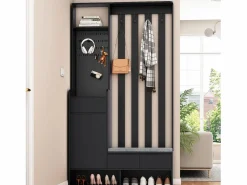 Merax Guardarropa con 3 cajones, 1 puerta y zapatero - 100 x 35 x 180 cm - MDF -