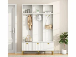 Online Guardarropa con banco, 3 puertas y perchero - 120 x 23,5 x 191,5 - Tablero de partículas - Color Armario De Entrada
