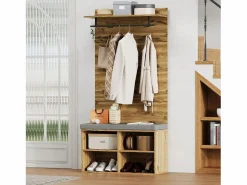 Outlet ModernLuxe Guardarropa con perchero y zapatero - estantes regulables - Natural Color natural claro
