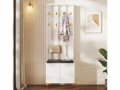 Merax Guardarropa con perchero y banco zapatero - 60,5x35,2x180,5 cm - Tablero de partículas -