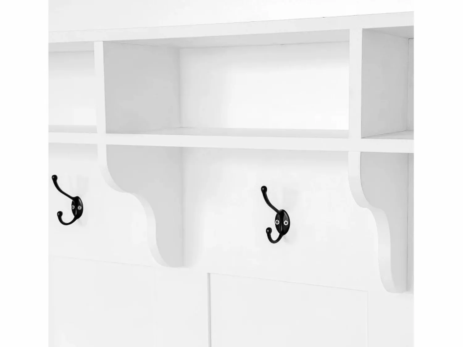 Outlet ModernLuxe Guardarropa de entrada con perchero y banco para guardar zapatos - 120x40x190 cm - Blanco