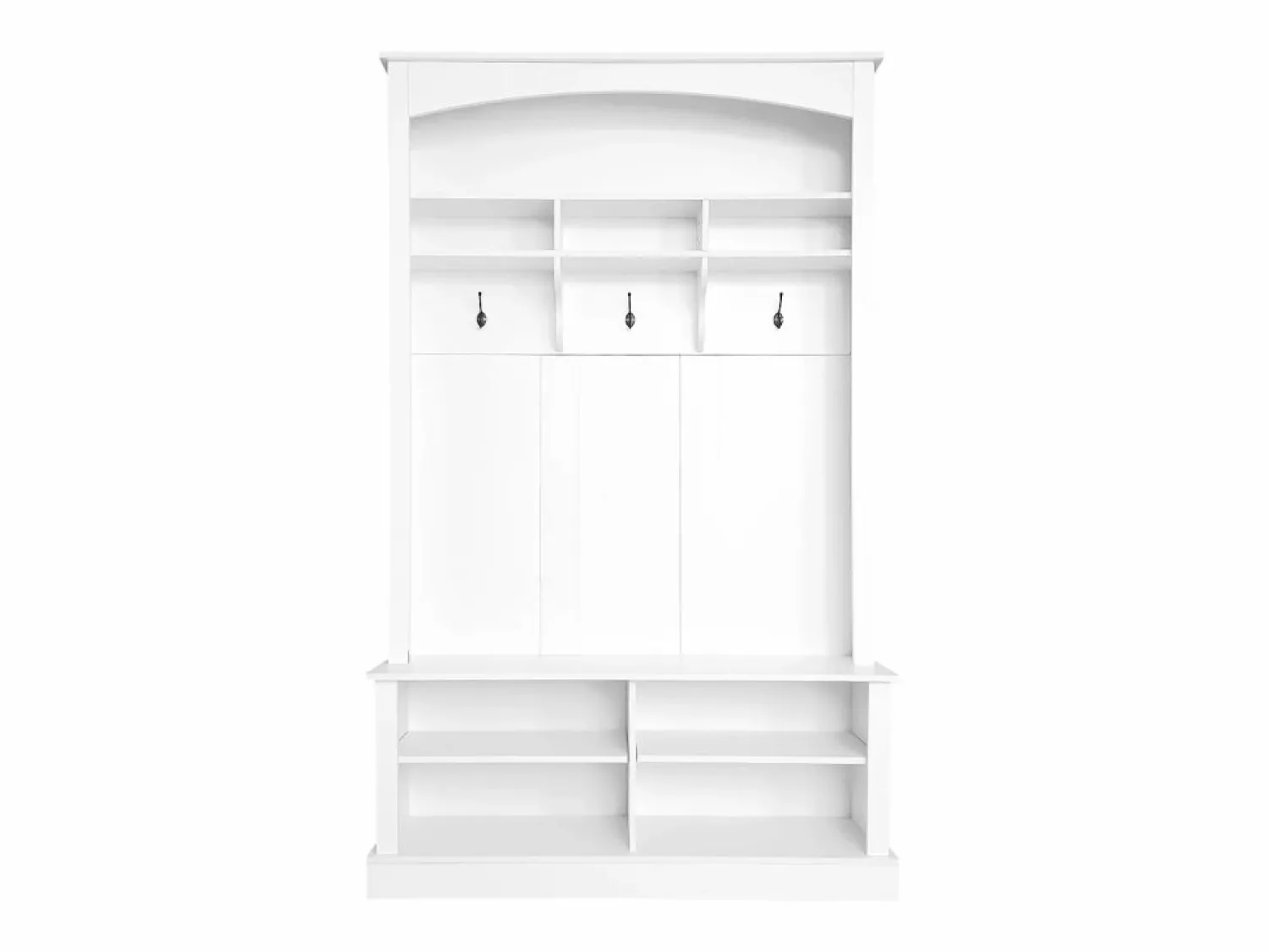 Outlet ModernLuxe Guardarropa de entrada con perchero y banco para guardar zapatos - 120x40x190 cm - Blanco