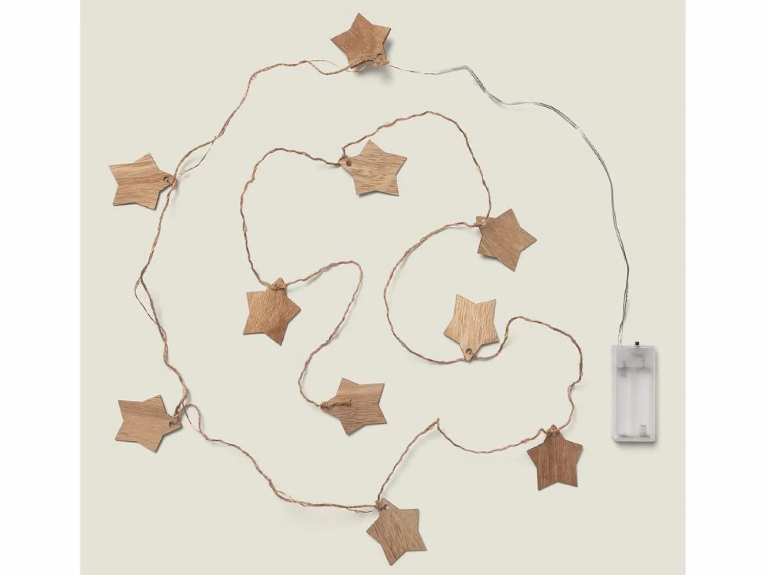 Best Guirnalda de Luces LED Estrella Madera con Batería 2,2m 3000K Cálido Guirnalda Luminosa