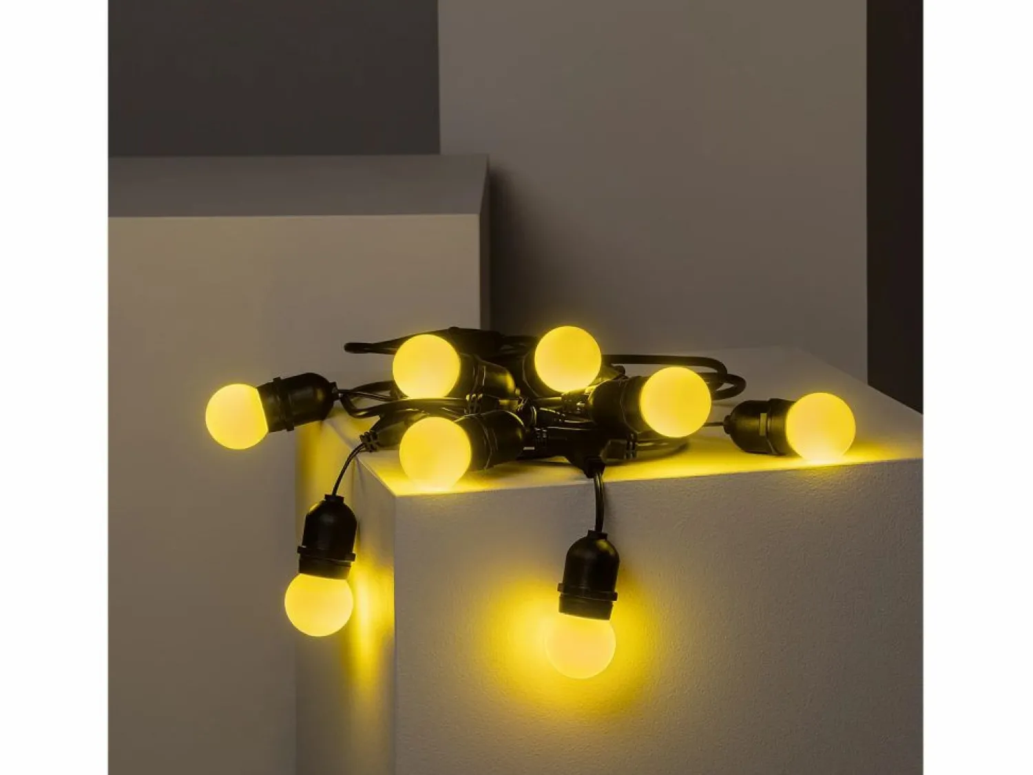 Best Guirnalda Exterior con Bombillas LED E27 5.5m IP65 Negro Amarillo Guirnalda Luminosa