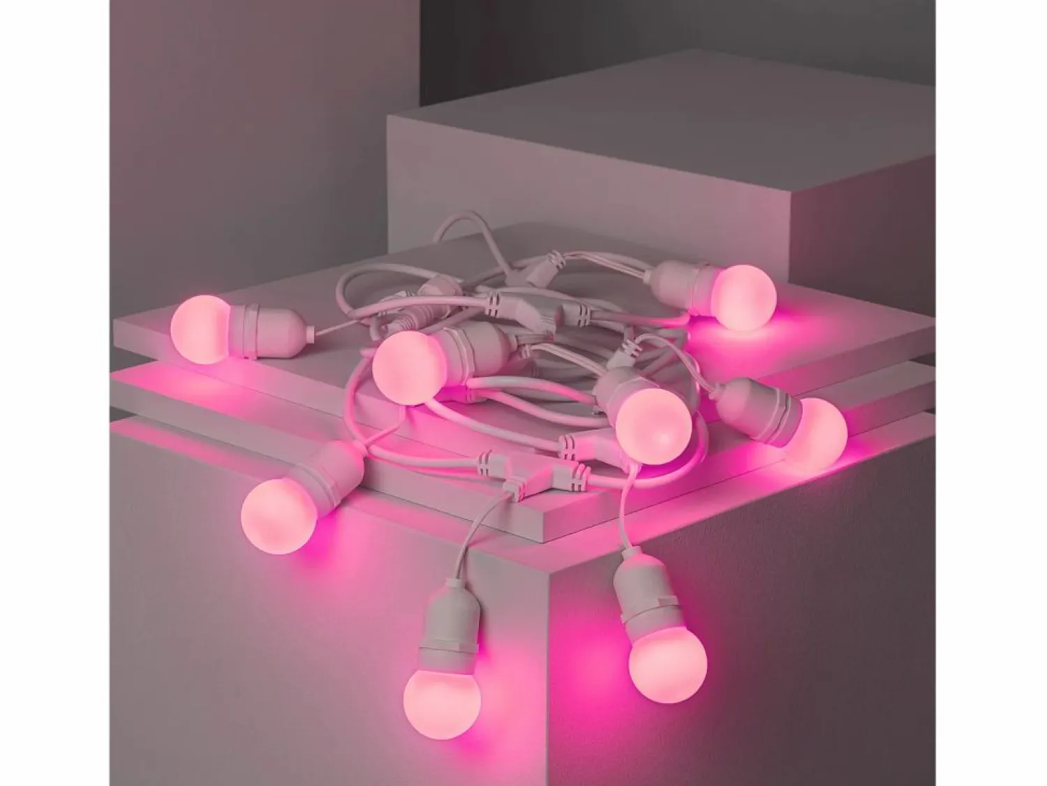 New Guirnalda Exterior con Bombillas LED E27 5.5m IP65 Blanco Rosa Guirnalda Luminosa