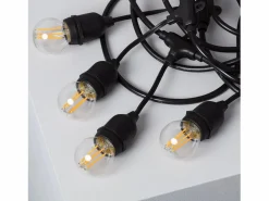 Ledkia Guirnalda Exterior con Bombillas LED E27 Filamento 5.5m IP65 Negro 4000K Neutro