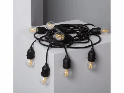 Ledkia Guirnalda Exterior con Bombillas LED E27 Filamento 5.5m IP65 Negro 2700K Cálido