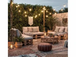 Sale Ledkia Guirnalda Hemp Naturae Luces Exterior 10 Portalámparas Textil Natural 10m IP65 10 m Marru00f3n chocolate