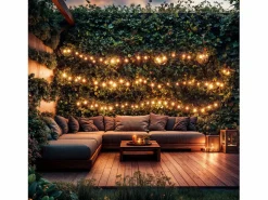 Ledkia Guirnalda Luces Exterior Easyfit 12VAC con 10 Bombillas 5.65m 2700K Blanco Cálido