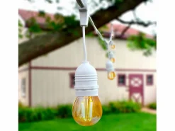 Hot Ledkia Guirnalda Luces Exterior con 8 Portalámparas E27 5.5m IP65 Blanco