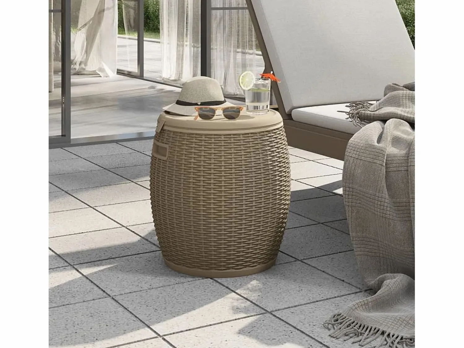 Garden Furniture Gyrth Caja de almacenaje de jardín 4 en 1 polipropileno marrón claro