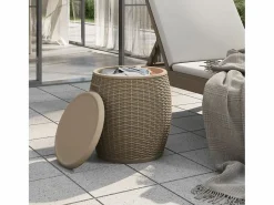 Garden Furniture Gyrth Caja de almacenaje de jardín 4 en 1 polipropileno marrón claro