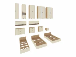 Clearance haaus Armario colgante Malmo, 3 puertas, Roble/arcilla artesanal, 144 x 27 x 60 cm Armario Abierto, Vestidor