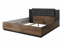 Discount Meublorama Habitación completa FOX – Armario 200 cm, Cama 160x200 con somier incluido, Cómoda, Mesitas de noche – Roble oscuro Marru00f3n