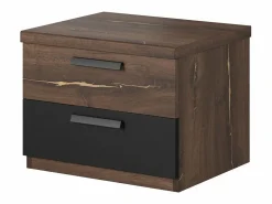 Discount Meublorama Habitación completa FOX – Armario 200 cm, Cama 160x200 con somier incluido, Cómoda, Mesitas de noche – Roble oscuro Marru00f3n