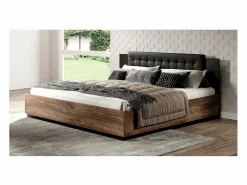 Discount Meublorama Habitación completa FOX – Armario 200 cm, Cama 160x200 con somier incluido, Cómoda, Mesitas de noche – Roble oscuro Marru00f3n