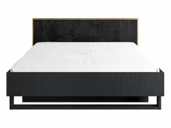 Hot Habitación completa MONDO – estructurado y dorado – Cama 180x200 con somier + Armario + Cómoda + 2 mesitas de noche Dormitorio Completo
