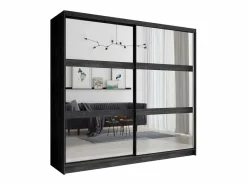 Online Meublorama Habitación completa VELTIS – Cama 160x200 LED con somier + armario + cómoda + mesitas de noche – Fresno Negro