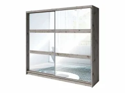 Meublorama Habitación completa VELTIS – Cama 180x200 LED con somier + armario + cómoda + mesitas de noche – Fresno negro