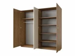 Online Meublorama Habitación completa VERTIGO - Cama 180x200 con somier, 2 mesitas de noche, armario de 4 puertas + marco de diseño Marru00f3n