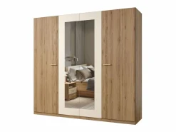 Discount Meublorama Habitación completa VERTIGO – Cama 160x200 con somier, 2 mesitas de noche, armario 4 puertas + contorno diseño Marru00f3n