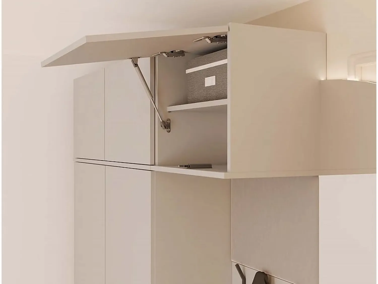 Outlet TOPESHOP HAGA - Conjunto de entrada con 1 armario + 2 percheros de 6 ganchos + banco 150x35x238 cm - cachemira Beige