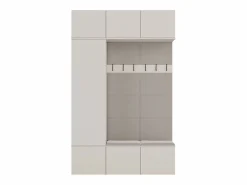 Outlet TOPESHOP HAGA - Conjunto de entrada con 1 armario + 2 percheros de 6 ganchos + banco 150x35x238 cm - cachemira Beige