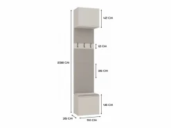 Outlet TOPESHOP HAGA - Conjunto de entrada con 1 armario + 2 percheros de 6 ganchos + banco 150x35x238 cm - cachemira Beige