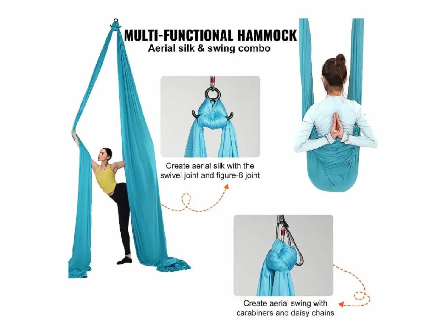 Sale Hamaca De Yoga Aéreo SucceBuy Conjunto De Hamaca De Yoga Aérea De Seda De 11 Metros Hamaca Trapecio Inversión Azul