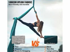 Hamaca de Yoga SucceBuy, Columpio Aéreo en Seda y Yoga, 11 m, Hamaca de Trápecio para Inversión, , Kit de Hamaca en Tela de Nailon 100 g/m²